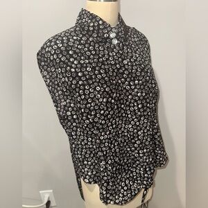 Chanel Coco Floral-Print Sleeveless Shirt Blouse in Black/White 44(US12)